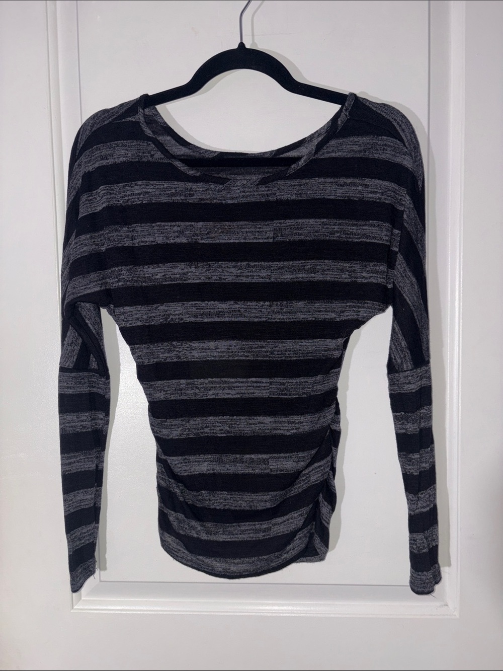 Eclipse Black and Gray Striped Long-Sleeve Top